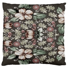 Seamless Pink Green And White Florals Peach Large Cushion Case (two Sides) by flipstylezfashionsLLC