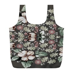 Seamless Pink Green And White Florals Peach Full Print Recycle Bags (l)  by flipstylezfashionsLLC