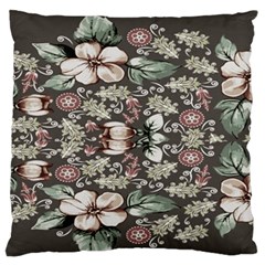 Seamless Pink Green And White Florals Peach Large Flano Cushion Case (two Sides) by flipstylezfashionsLLC