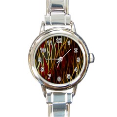 Snake In The Grass Red And Black Seamless Design Round Italian Charm Watch by flipstylezfashionsLLC