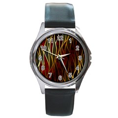 Snake In The Grass Red And Black Seamless Design Round Metal Watch by flipstylezfashionsLLC