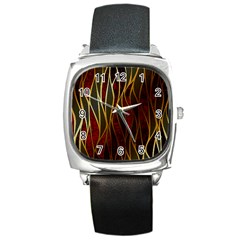 Snake In The Grass Red And Black Seamless Design Square Metal Watch by flipstylezfashionsLLC