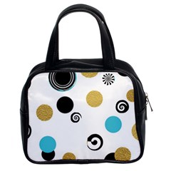 Fun Retro Blue Gold Circles  Classic Handbags (2 Sides) by flipstylezfashionsLLC