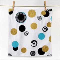 Fun Retro Blue Gold Circles  Face Towel by flipstylezfashionsLLC