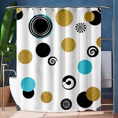 Fun Retro Blue Gold Circles  Shower Curtain 60  X 72  (medium)  by flipstylezfashionsLLC