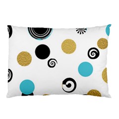 Fun Retro Blue Gold Circles  Pillow Case (two Sides) by flipstylezfashionsLLC