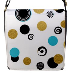 Fun Retro Blue Gold Circles  Flap Messenger Bag (s) by flipstylezfashionsLLC