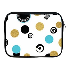 Fun Retro Blue Gold Circles  Apple Ipad 2/3/4 Zipper Cases by flipstylezfashionsLLC