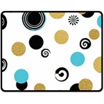 fun Retro blue gold circles  Double Sided Fleece Blanket (Medium)  58.8 x47.4  Blanket Front