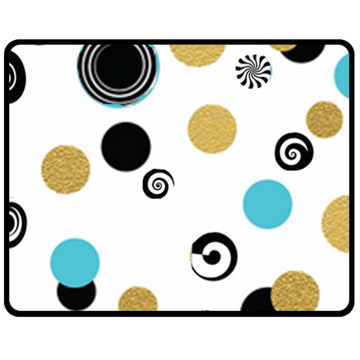 fun Retro blue gold circles  Double Sided Fleece Blanket (Medium) 