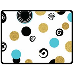 Fun Retro Blue Gold Circles  Double Sided Fleece Blanket (large)  by flipstylezfashionsLLC