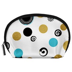 Fun Retro Blue Gold Circles  Accessory Pouches (large)  by flipstylezfashionsLLC