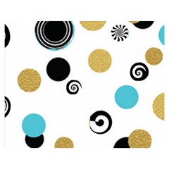 Fun Retro Blue Gold Circles  Double Sided Flano Blanket (medium)  by flipstylezfashionsLLC