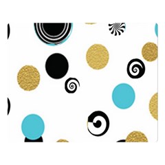 Fun Retro Blue Gold Circles  Double Sided Flano Blanket (large) 