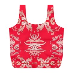 Red Chinese Inspired  Style Design  Full Print Recycle Bags (l)  by flipstylezfashionsLLC