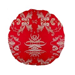 Red Chinese Inspired  Style Design  Standard 15  Premium Flano Round Cushions by flipstylezfashionsLLC