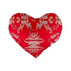 Red Chinese Inspired  Style Design  Standard 16  Premium Flano Heart Shape Cushions by flipstylezfashionsLLC