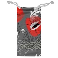 Red Poppy Flowers On Gray Background  Jewelry Bags by flipstylezfashionsLLC