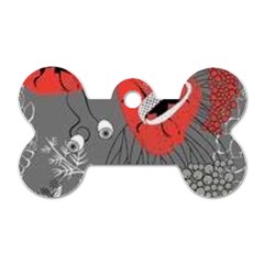 Red Poppy Flowers On Gray Background  Dog Tag Bone (two Sides) by flipstylezfashionsLLC