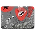 Red poppy flowers on gray background  Large Doormat  30 x20  Door Mat