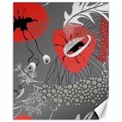 Red Poppy Flowers On Gray Background  Canvas 11  X 14   by flipstylezfashionsLLC