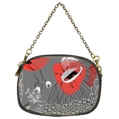 Red Poppy Flowers On Gray Background  Chain Purses (one Side)  by flipstylezfashionsLLC