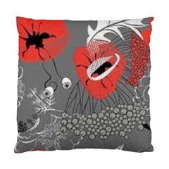 Red Poppy Flowers On Gray Background  Standard Cushion Case (one Side) by flipstylezfashionsLLC