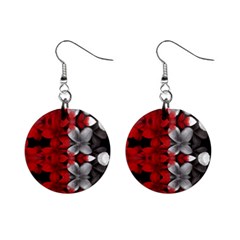 Red And Black Florals  Mini Button Earrings by flipstylezfashionsLLC