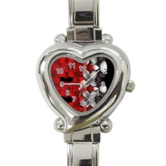 Red And Black Florals  Heart Italian Charm Watch by flipstylezfashionsLLC