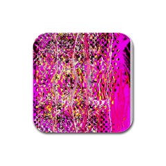 Hot Pink Mess Snakeskin Inspired  Rubber Square Coaster (4 Pack)  by flipstylezfashionsLLC