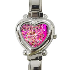 Hot Pink Mess Snakeskin Inspired  Heart Italian Charm Watch by flipstylezfashionsLLC