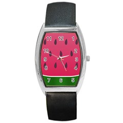 Watermelon Fruit Summer Red Fresh Barrel Style Metal Watch by Nexatart