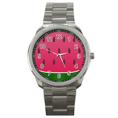 Watermelon Fruit Summer Red Fresh Sport Metal Watch by Nexatart