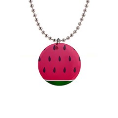 Watermelon Fruit Summer Red Fresh Button Necklaces by Nexatart