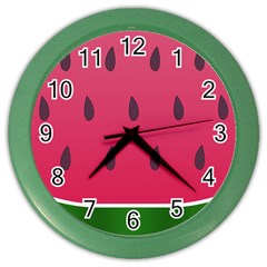 Watermelon Fruit Summer Red Fresh Color Wall Clocks by Nexatart