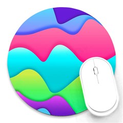 Lines Curves Colors Geometric Lines Round Mousepads by Nexatart