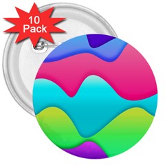 Lines Curves Colors Geometric Lines 3  Buttons (10 Pack)  by Nexatart