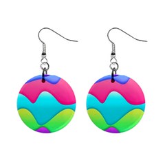 Lines Curves Colors Geometric Lines Mini Button Earrings by Nexatart