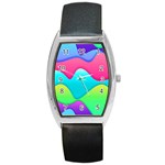 Lines Curves Colors Geometric Lines Barrel Style Metal Watch Front