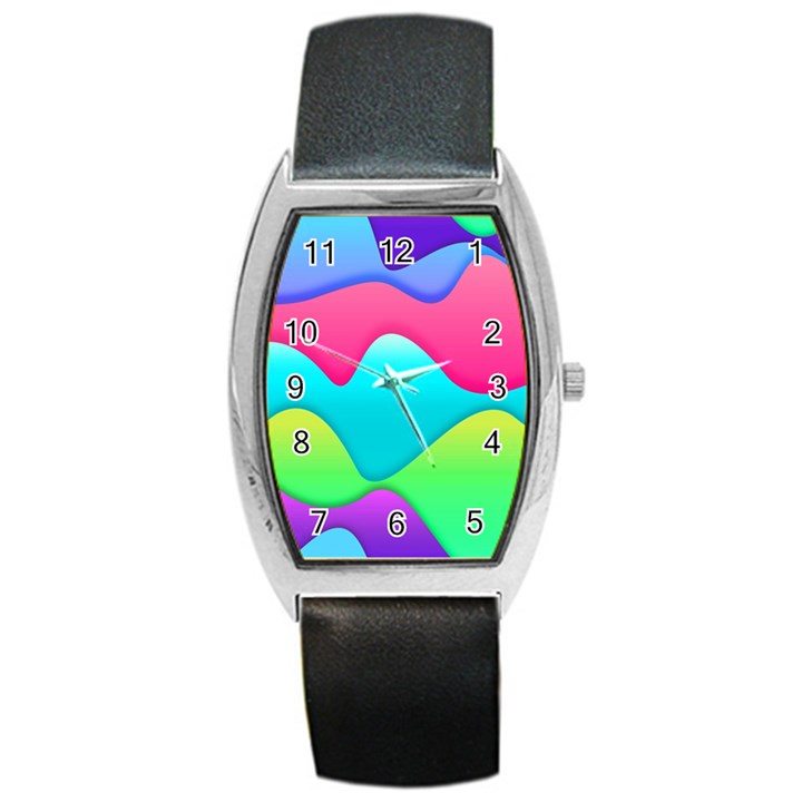 Lines Curves Colors Geometric Lines Barrel Style Metal Watch