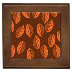 Pattern Leaf Plant Decoration Framed Tiles by Nexatart