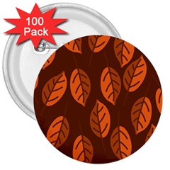 Pattern Leaf Plant Decoration 3  Buttons (100 Pack)  by Nexatart