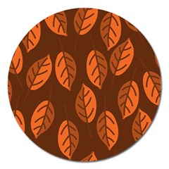 Pattern Leaf Plant Decoration Magnet 5  (round) by Nexatart