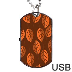 Pattern Leaf Plant Decoration Dog Tag Usb Flash (two Sides) by Nexatart