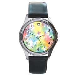 Abstract Pattern Color Art Texture Round Metal Watch by Nexatart