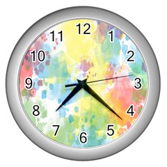 Abstract Pattern Color Art Texture Wall Clocks (silver)  by Nexatart