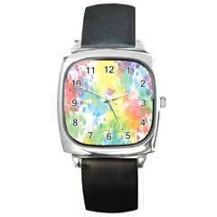 Abstract Pattern Color Art Texture Square Metal Watch