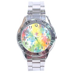 Abstract Pattern Color Art Texture Stainless Steel Analogue Watch