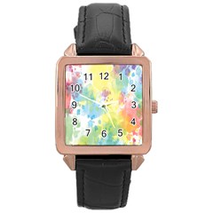 Abstract Pattern Color Art Texture Rose Gold Leather Watch 