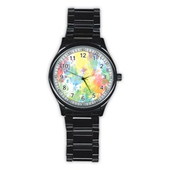 Abstract Pattern Color Art Texture Stainless Steel Round Watch